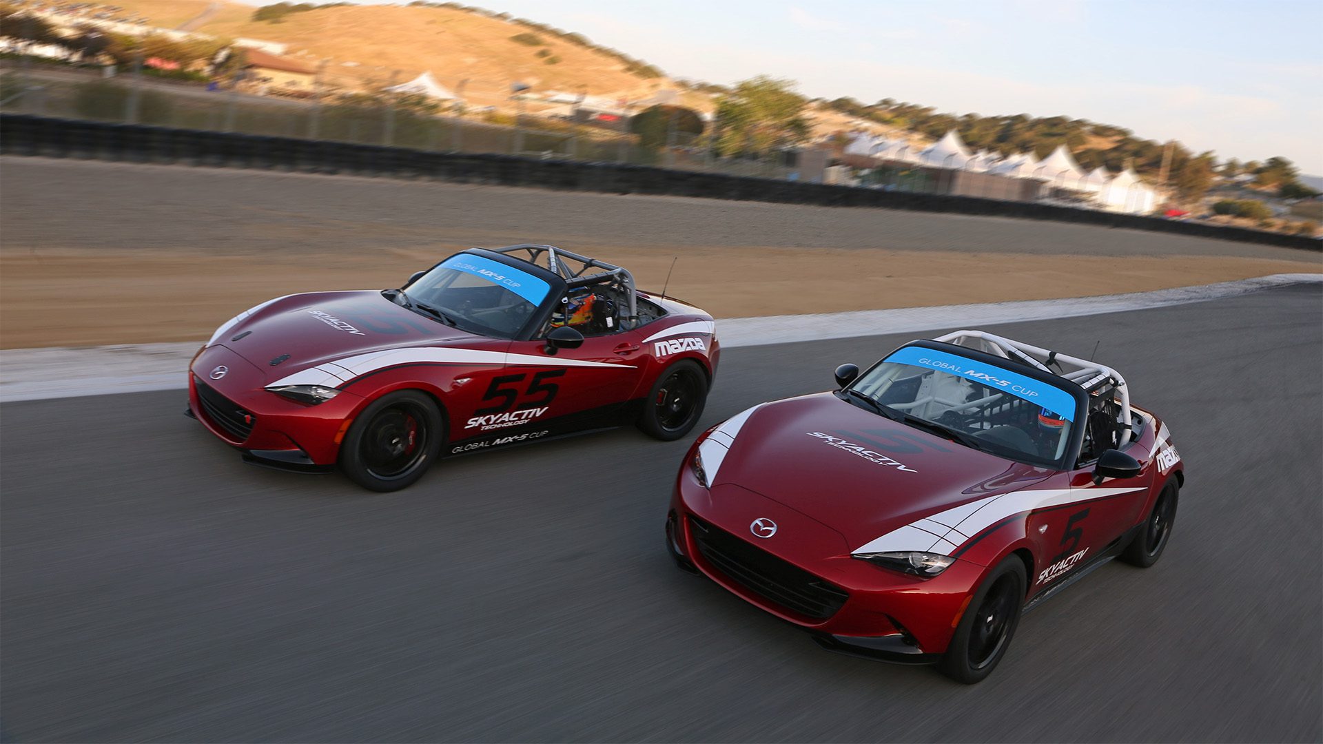 Two Mazda Global MX-5 Cup race cars