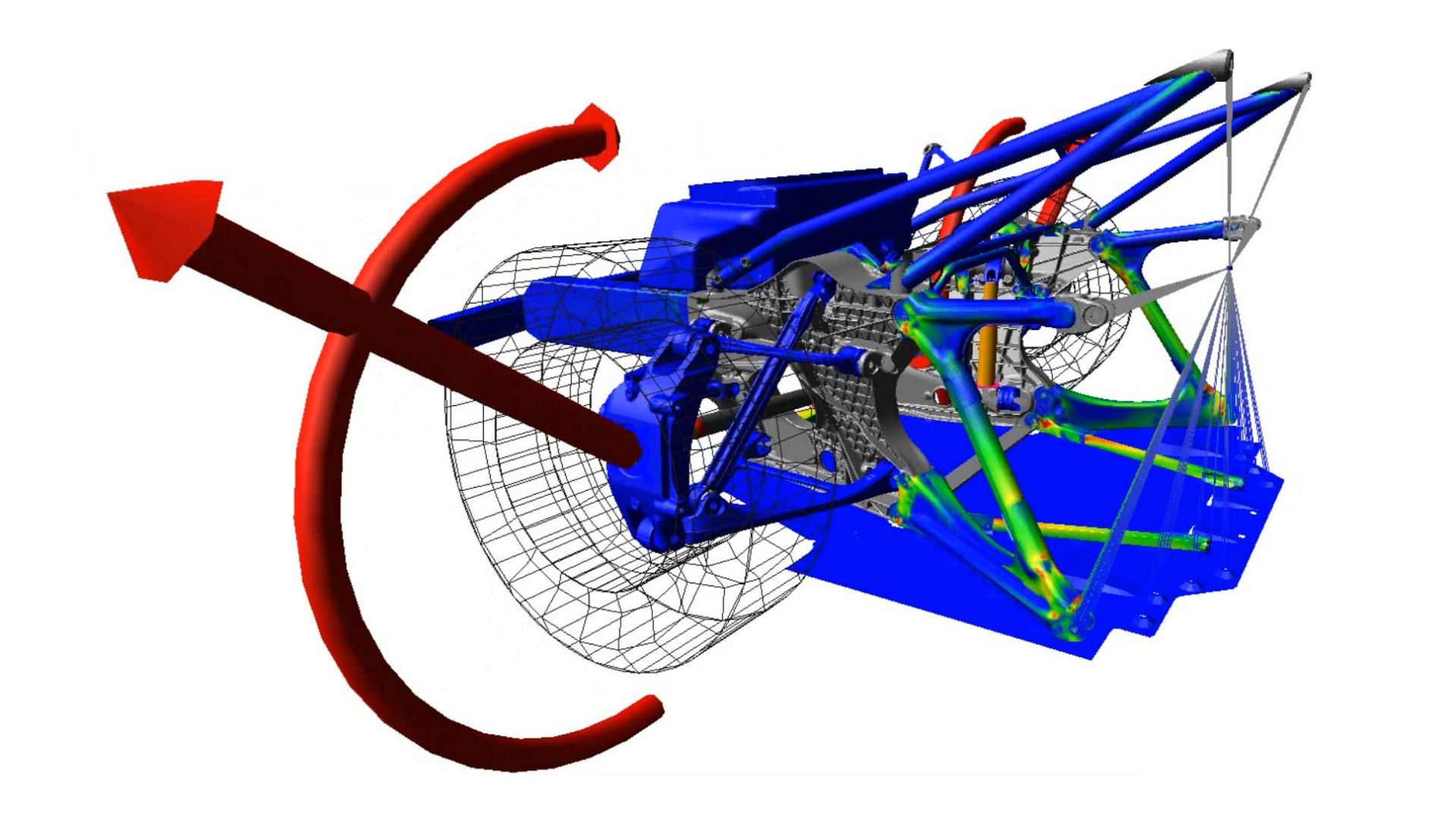 Animation of predicted loads on a rear suspension