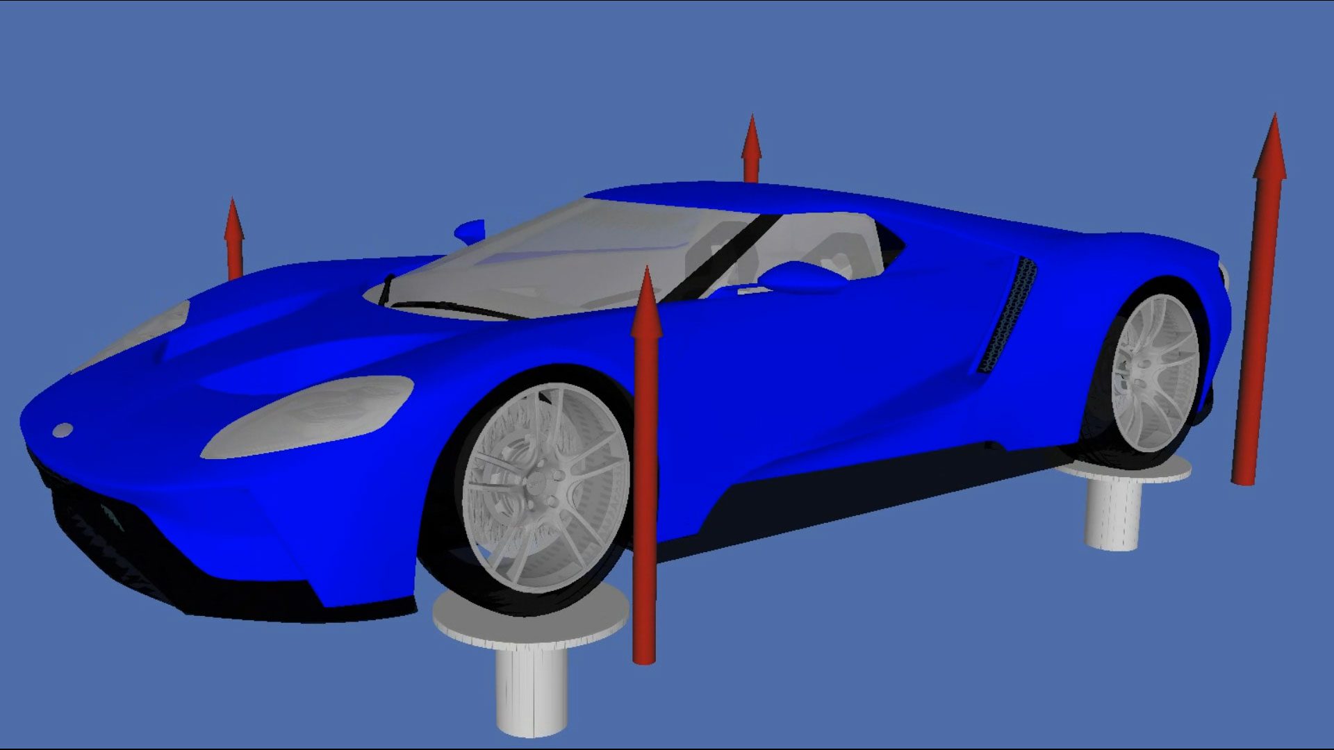 Virtual Ford GT on 4-post