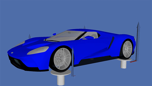 Animation of a dynamic vehicle response simulation