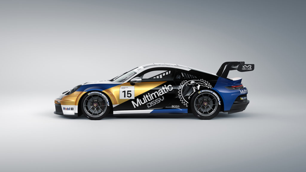 Multimatic DSSV branded Porsche 911 GT3 Cup race car